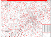 Delaware Valley Metro Area Wall Map Red Line Style